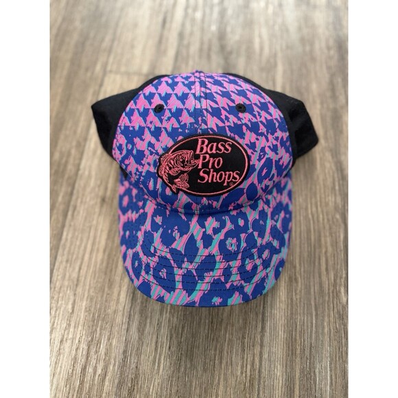 BASS PRO SHOPS Cute Women's Pink/Aqua/Leopard Baseball Cap One Size - Picture 1 of 4